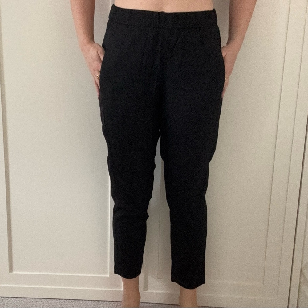 Theory Black Straight Leg Elastic Waist Trousers S